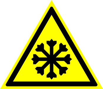 W17 осторожно! холод (пластик, сторона 200 мм) - Знаки безопасности - Предупреждающие знаки - Магазин охраны труда и техники безопасности stroiplakat.ru